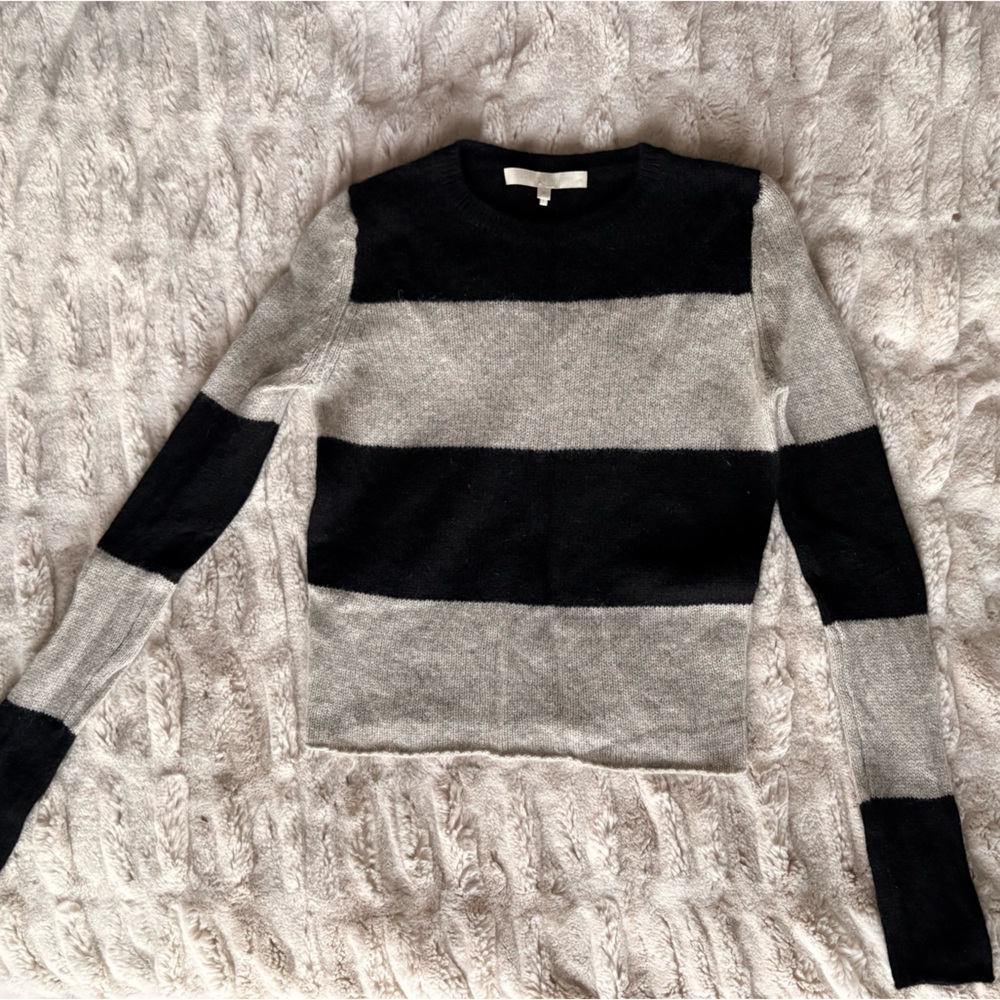 Naked Cashmere Striped Knit Crew Neck Sweater – Grey/Black – Size XS